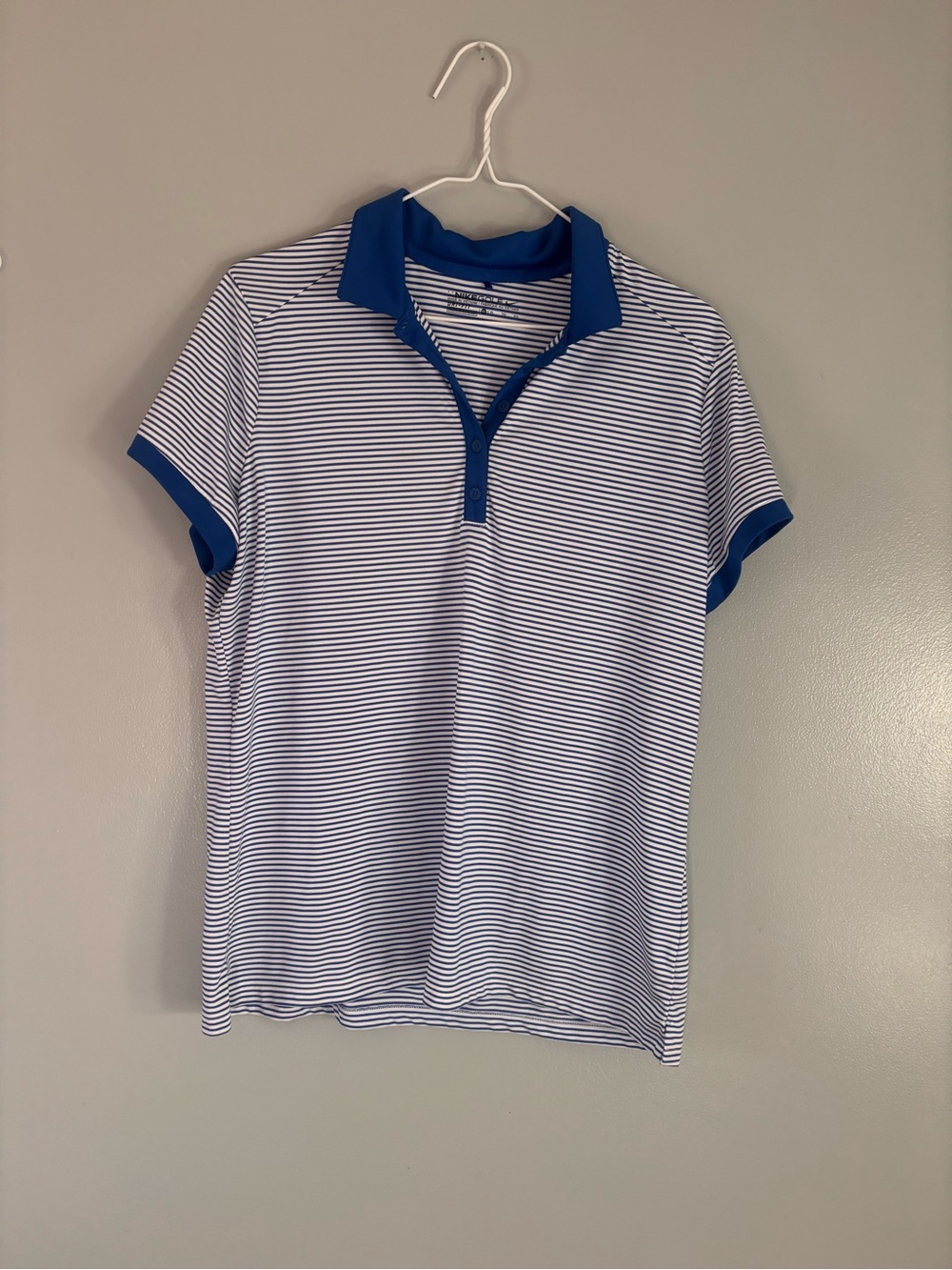 Nike Golf Polo. Womens XL. Royal blue and white striped.